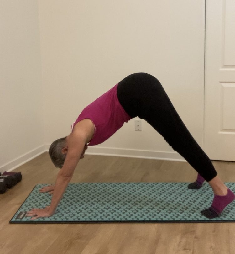 Downward Facing Dog yoga shoulder and leg stretch